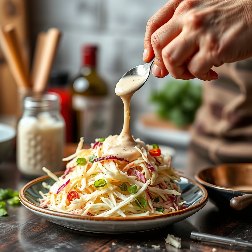 Dressing Preparation - sweet creamy coleslaw recipe