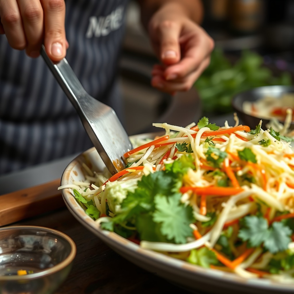 Preparing the Vegetables - sweet sour coleslaw recipe