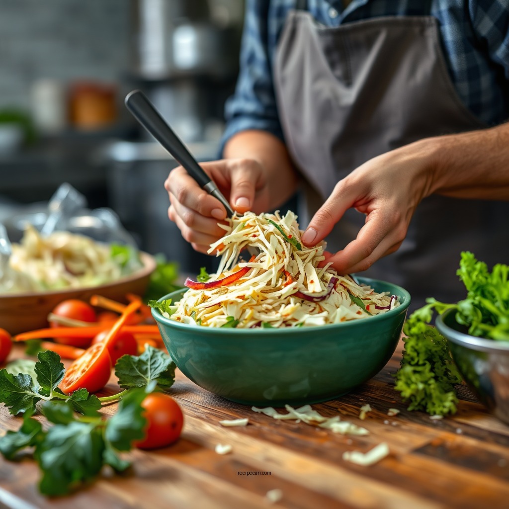 Preparing the Vegetables - taco coleslaw recipe