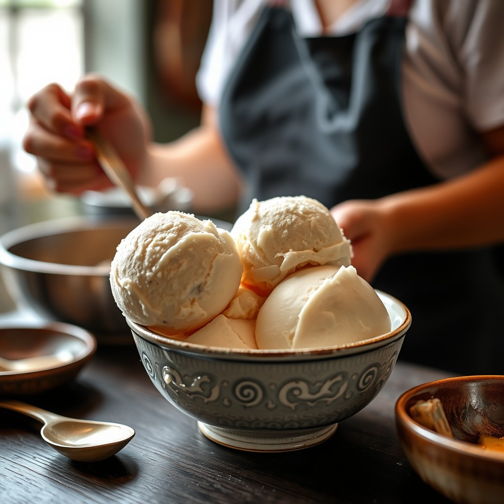 Preparing the Taro - taro ice cream recipe