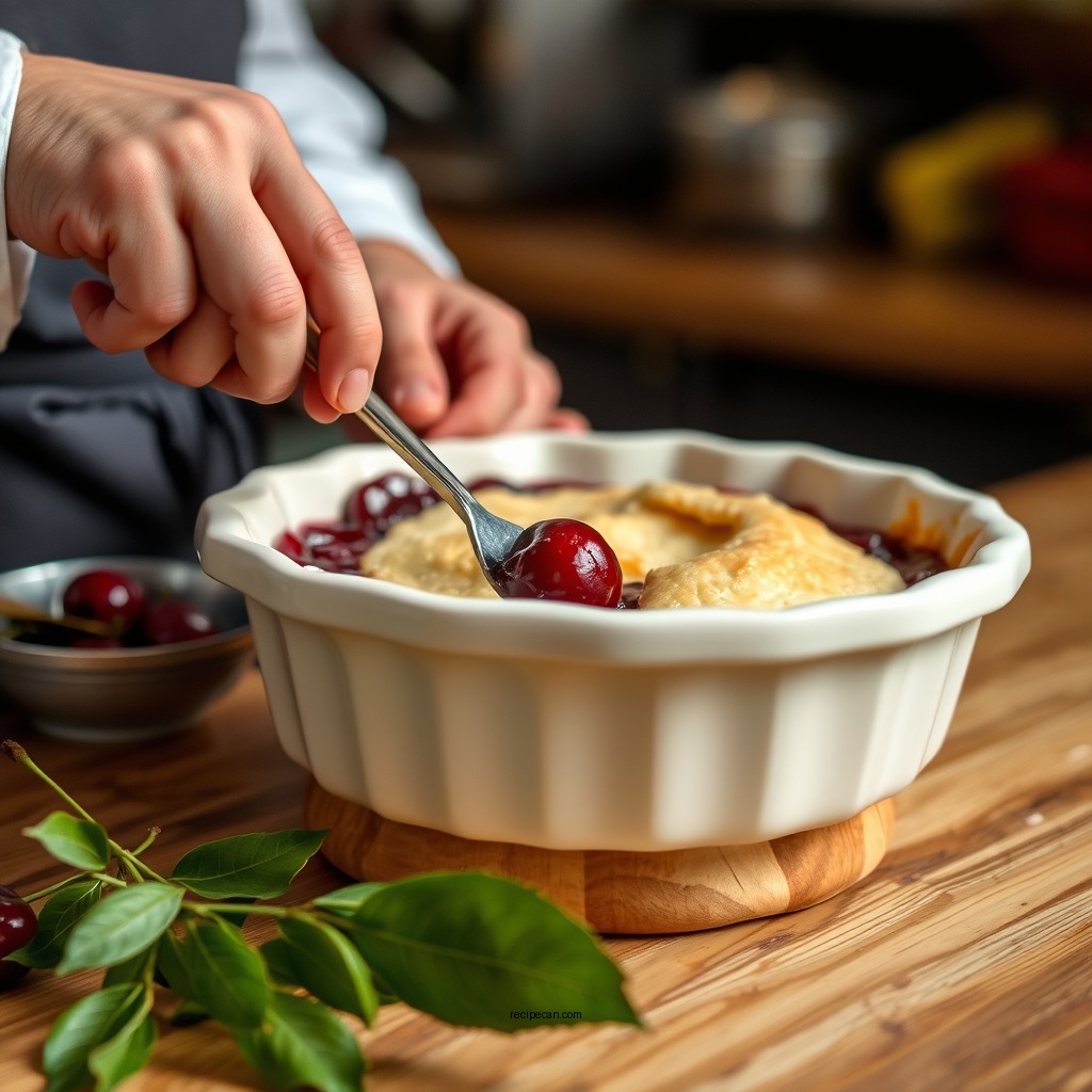 Preparing the Cherry Filling - tart cherry pie recipe
