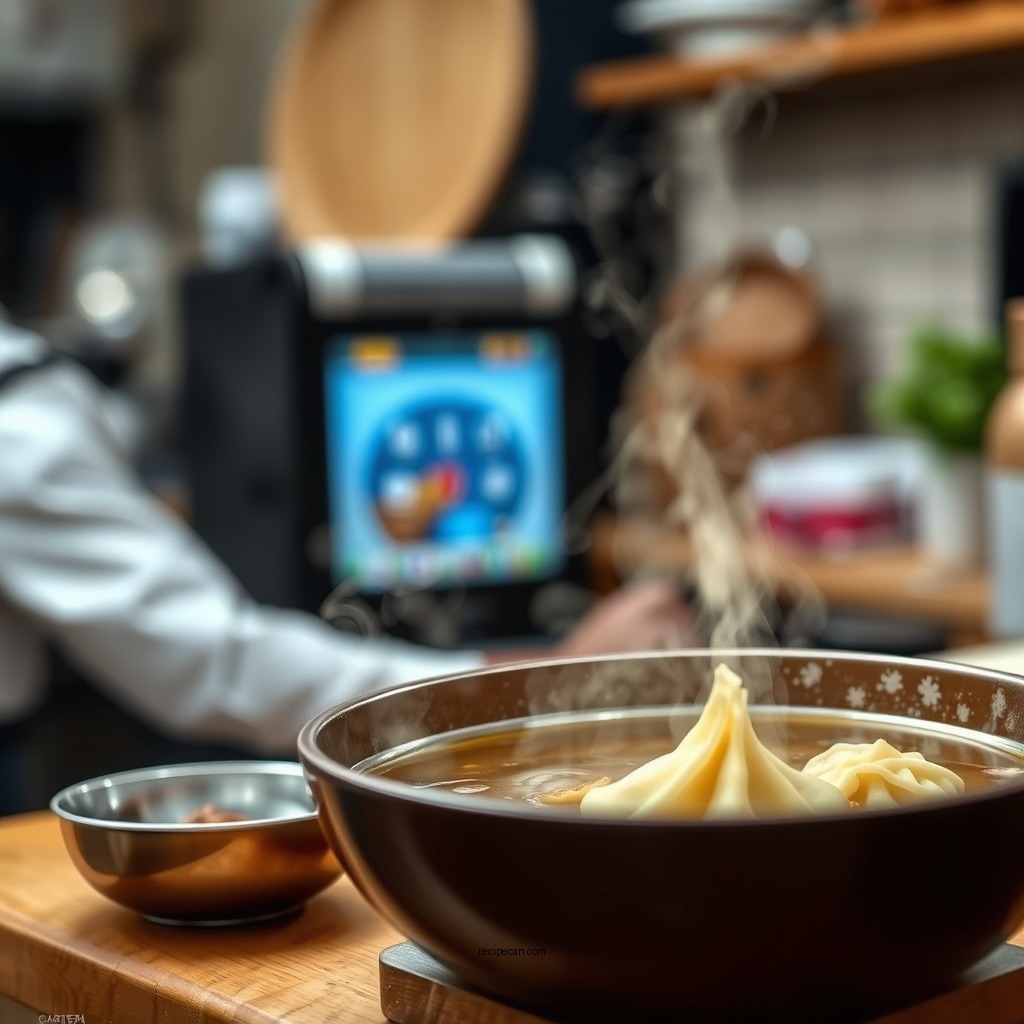 Making the Broth - thai dumpling soup recipe