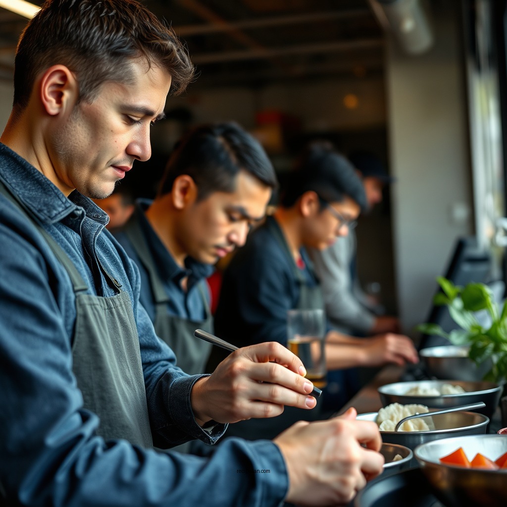 Preparing the Dumplings - thai dumpling soup recipe