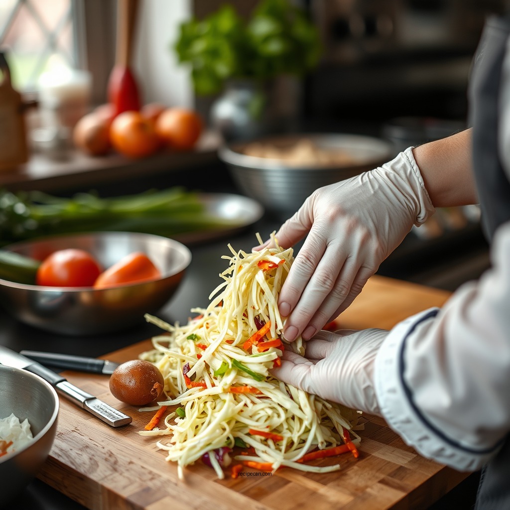 Preparing the Vegetables - thanksgiving coleslaw recipe