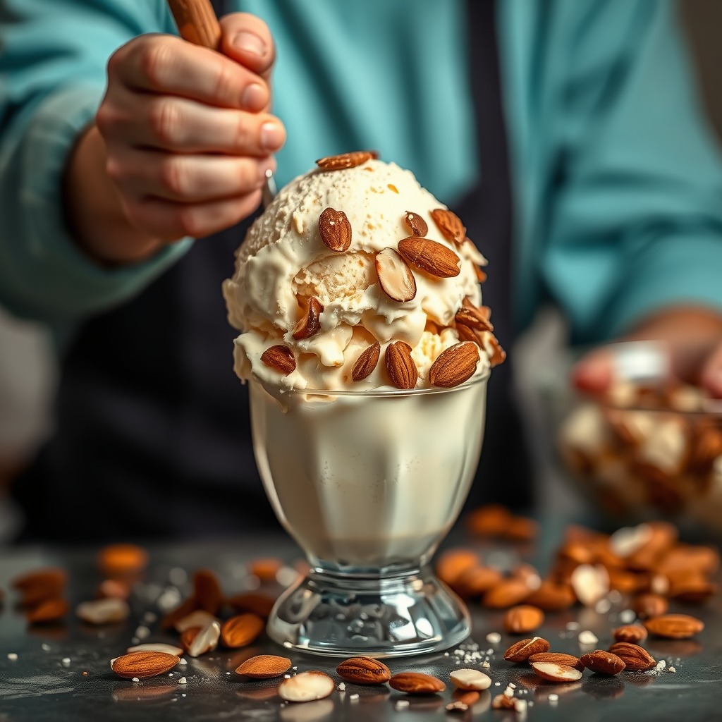Preparing the Ice Cream Base - toasted almond ice cream bar recipe