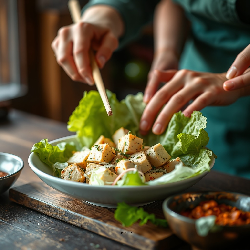 Preparing the Tofu - tofu lettuce wraps recipe