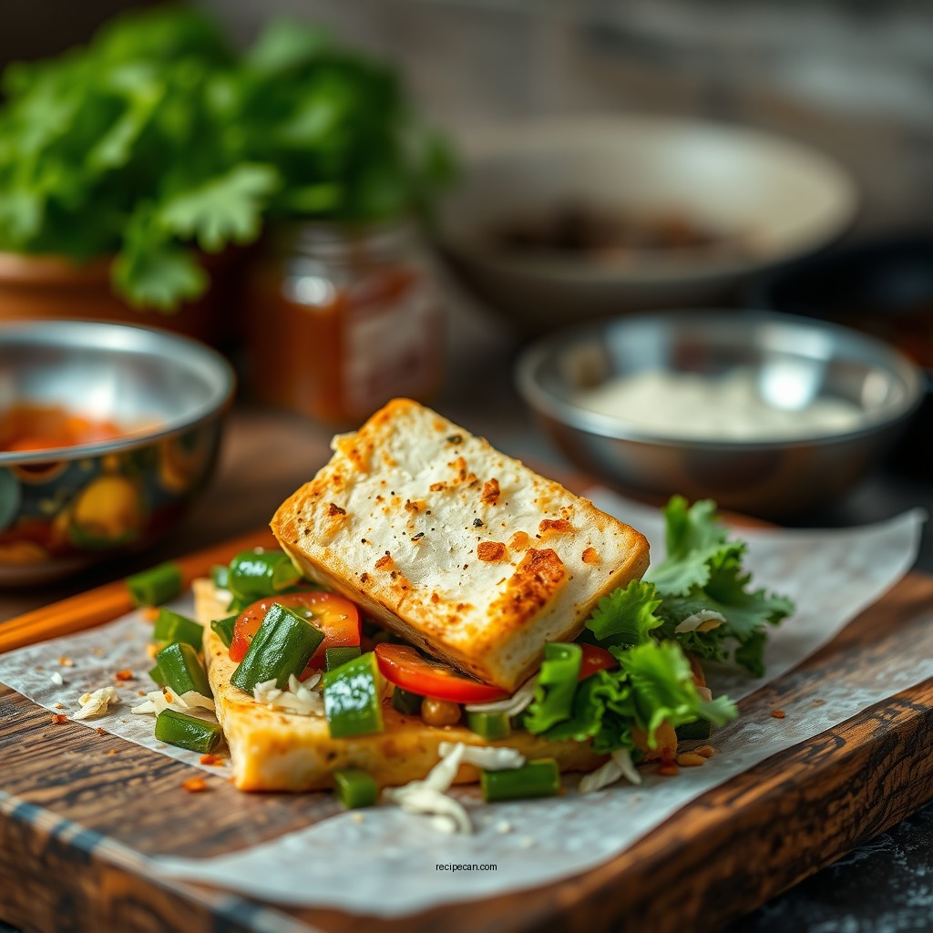 Marinating the Tofu - tofu wrap recipe