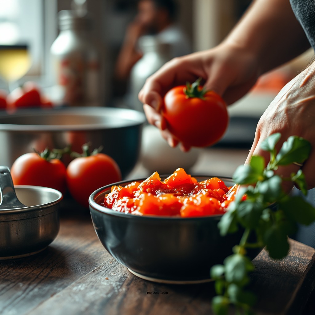 Preparing the Tomatoes - tomato sauce recipe from tomatoes