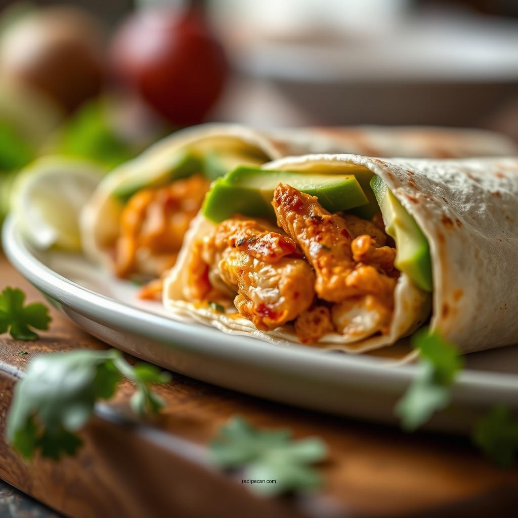 Spicy Chicken and Avocado Roll-Ups - tortilla roll up recipes