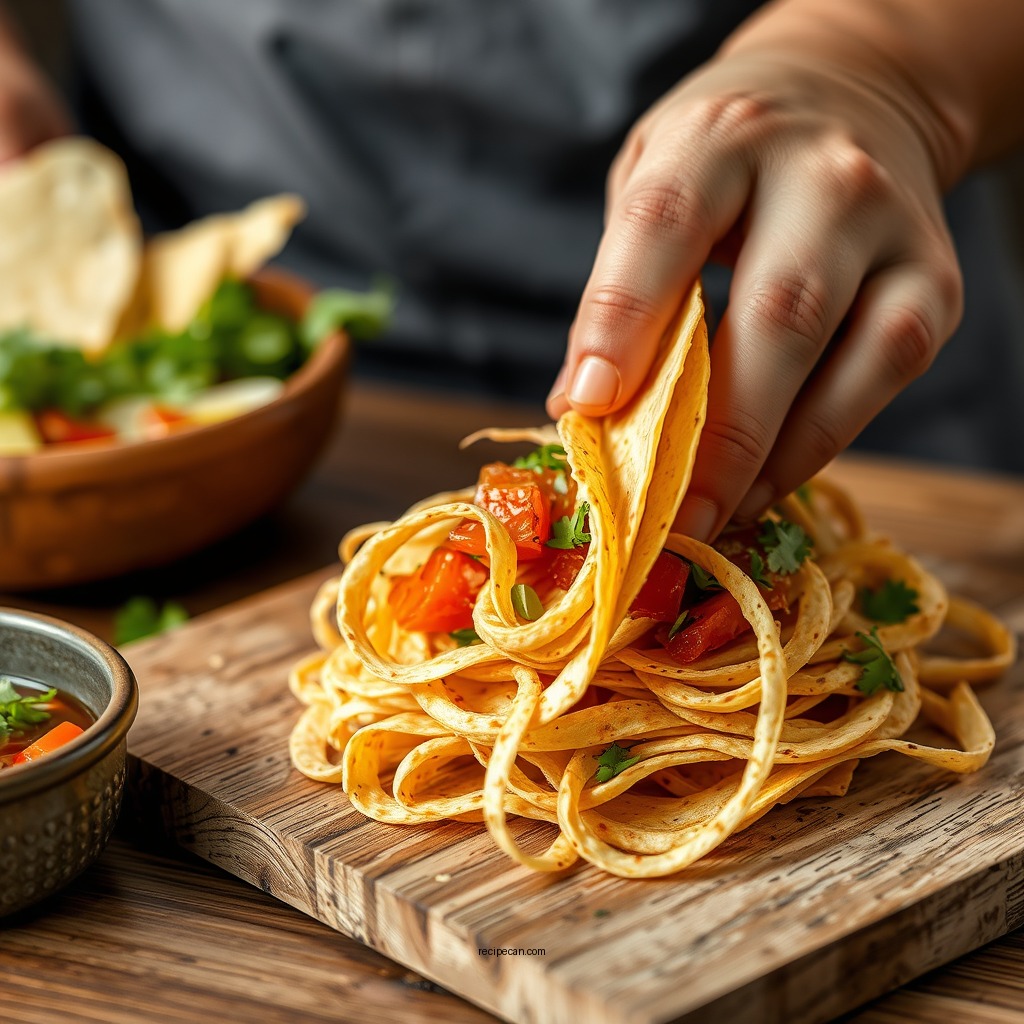 Preparing Tortilla Strips - tortilla soup max and erma's recipe