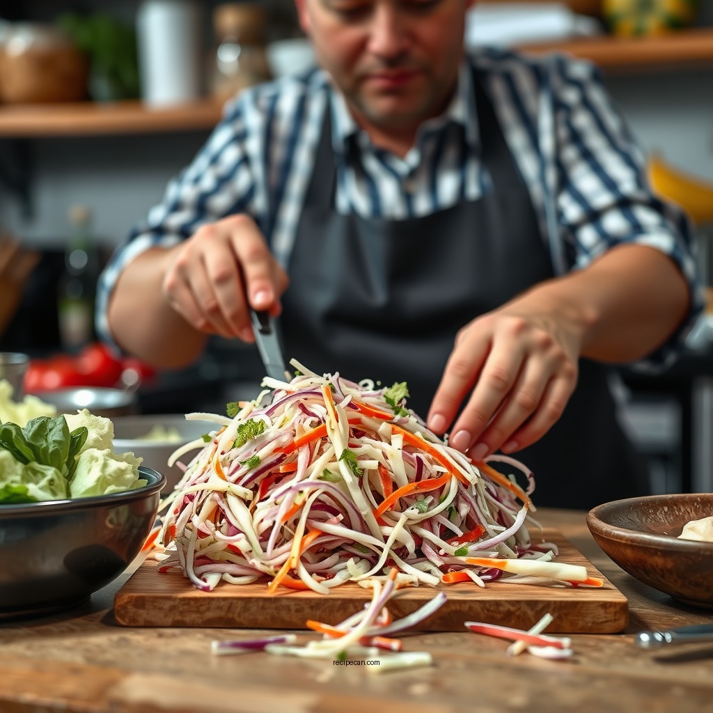 Preparing the Vegetables - traditional coleslaw recipe