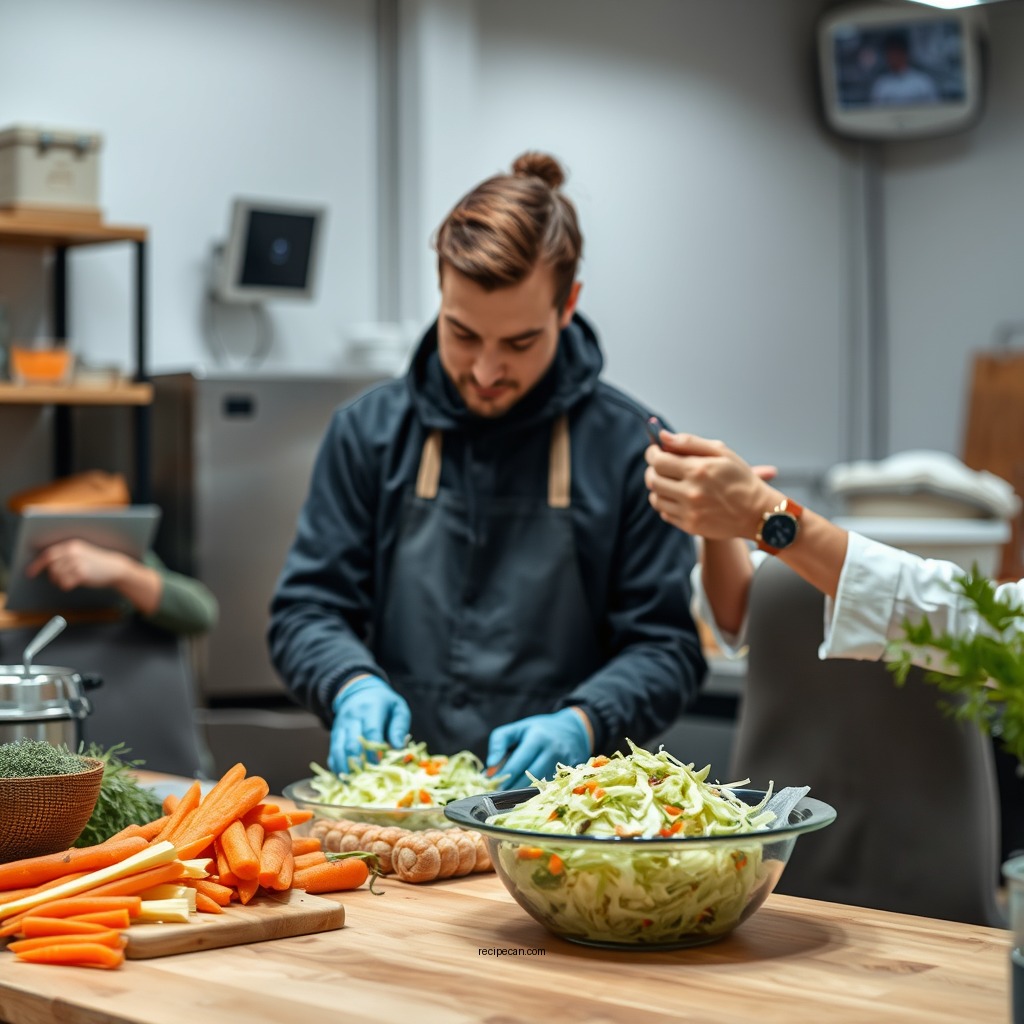 Preparing the Cabbage and Carrots - traditional coleslaw recipe with mayonnaise