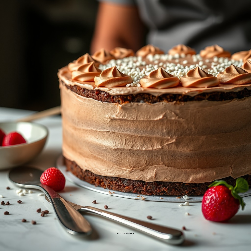 Preparing the Cake Base - triple chocolate mousse cake recipe
