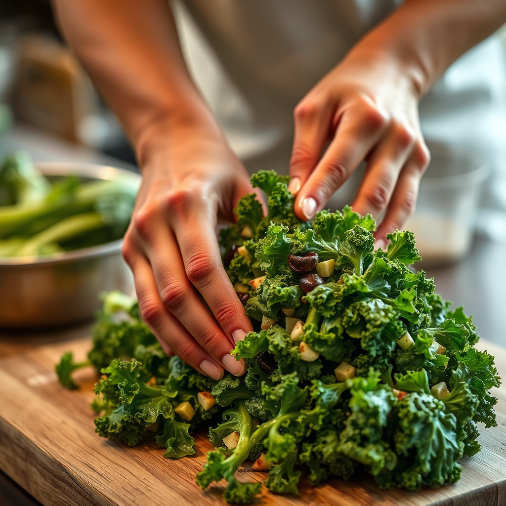 Preparing the Kale - true food kitchen kale salad recipe