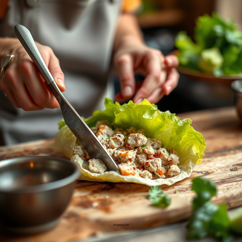 Preparing the Tuna Filling - tuna wrap recipe with lettuce