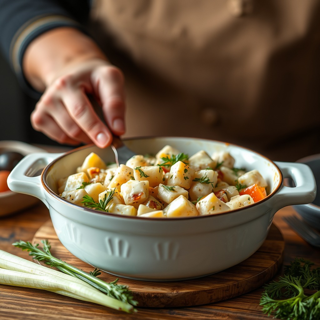 Preparing the Filling - turkey pot pie recipe easy