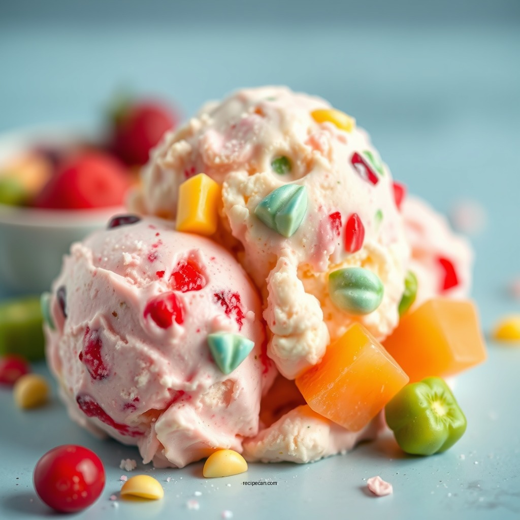 Adding the Tutti Frutti Mix - tutti frutti ice cream recipe
