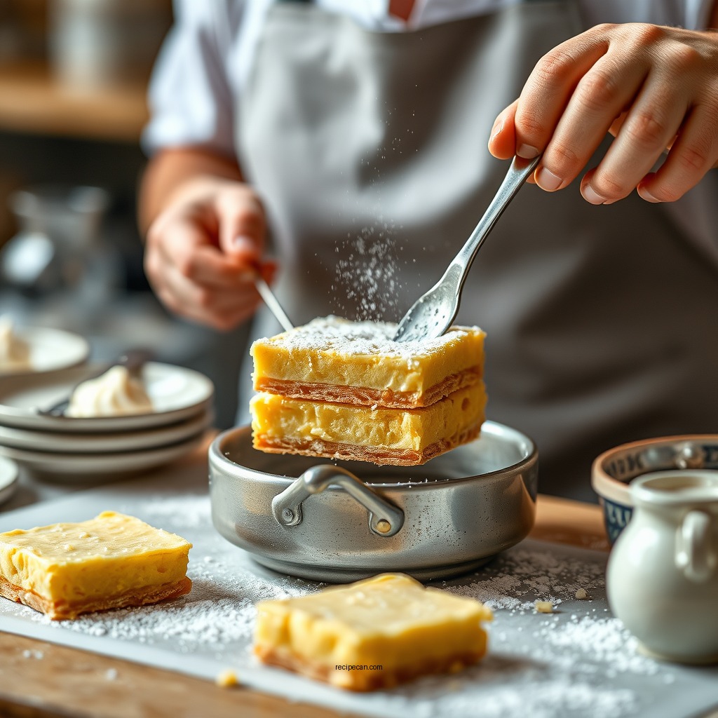 Preparing the Pastry Base - vanilla custard cream squares recipe