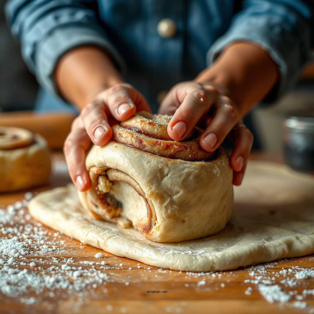 Rolling and Filling the Dough - vegan cinnamon rolls recipe