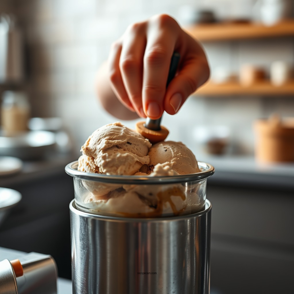 Churning Process - vegan coffee ice cream recipe
