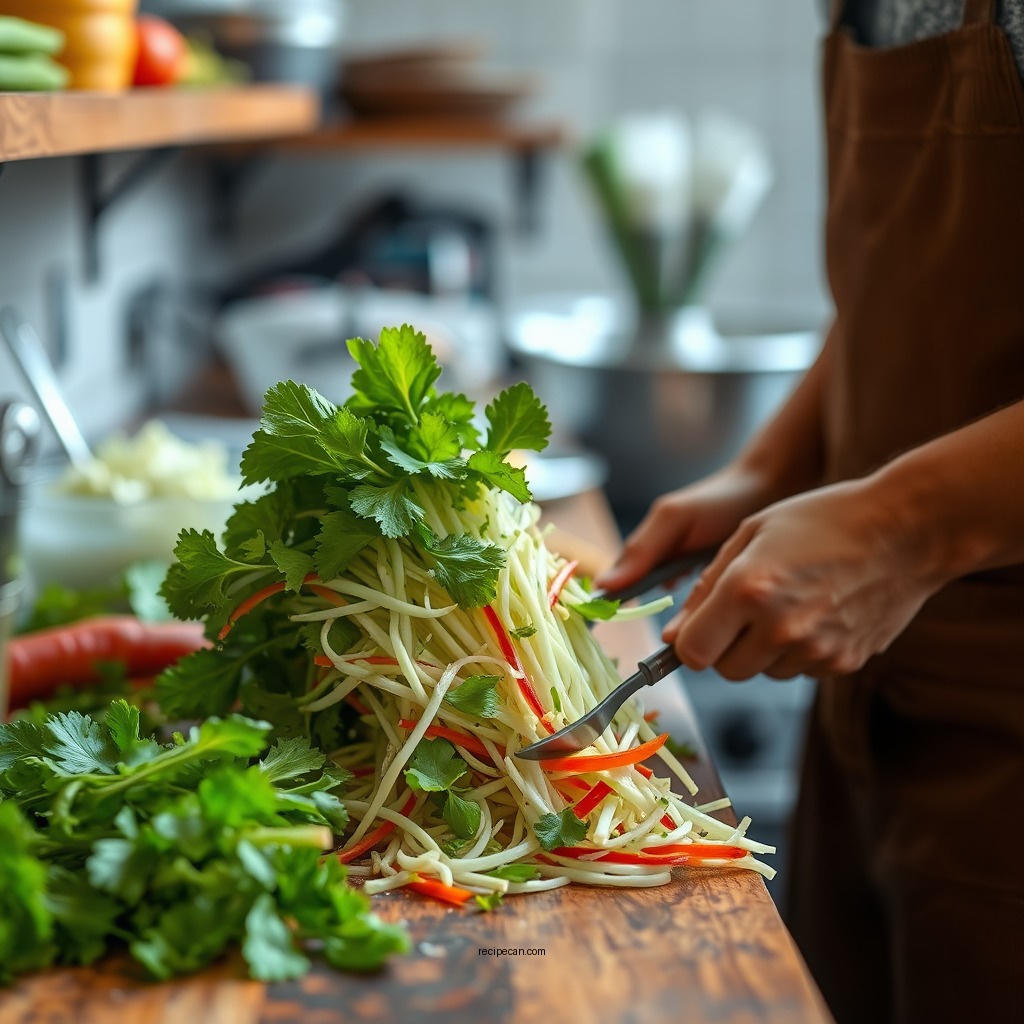 Preparing the Vegetables - vegan coleslaw recipe
