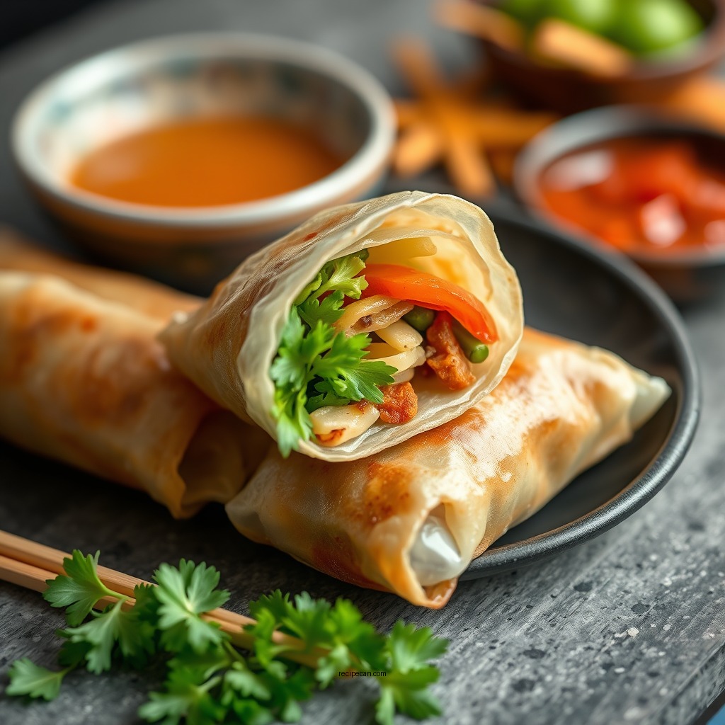 Wrapping the Egg Rolls - vegetable egg roll recipe