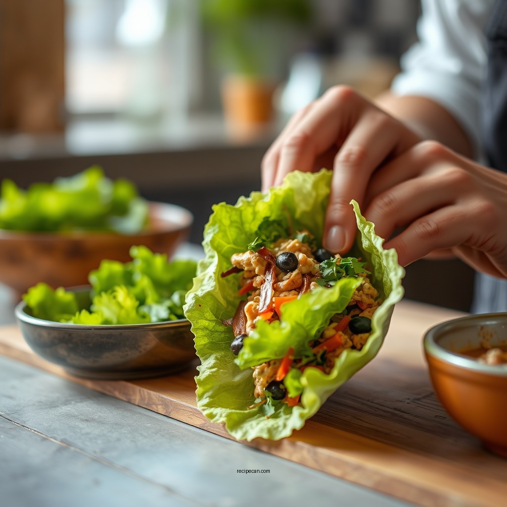 Preparing the Filling - vegetarian lettuce wraps recipe