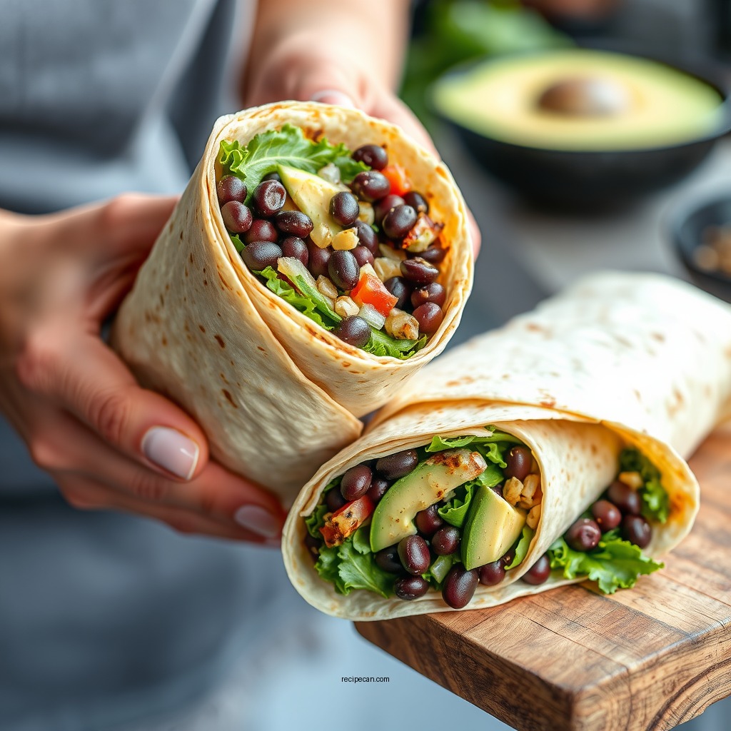 Protein-Packed Black Bean and Avocado Wrap - vegetarian wrap sandwich recipes