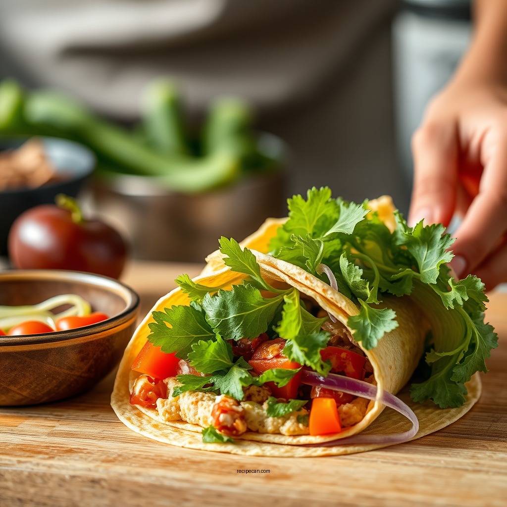 Step-by-Step Preparation - veggie hummus wrap recipe