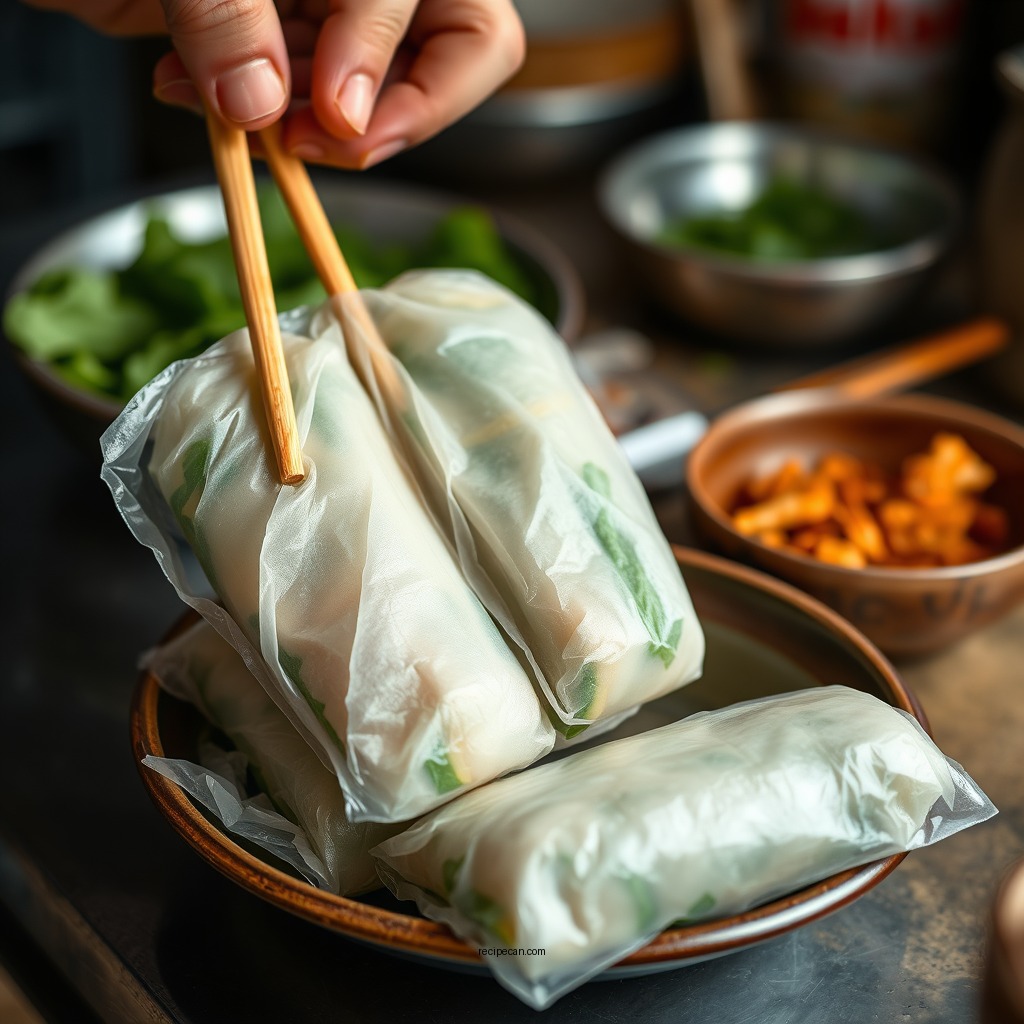 Preparing the Fillings - vietnamese spring rolls recipe