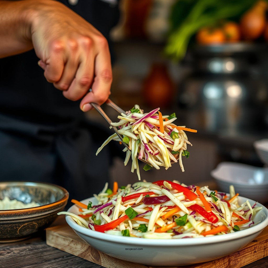 Preparing the Vegetables - vinegar coleslaw dressing recipe