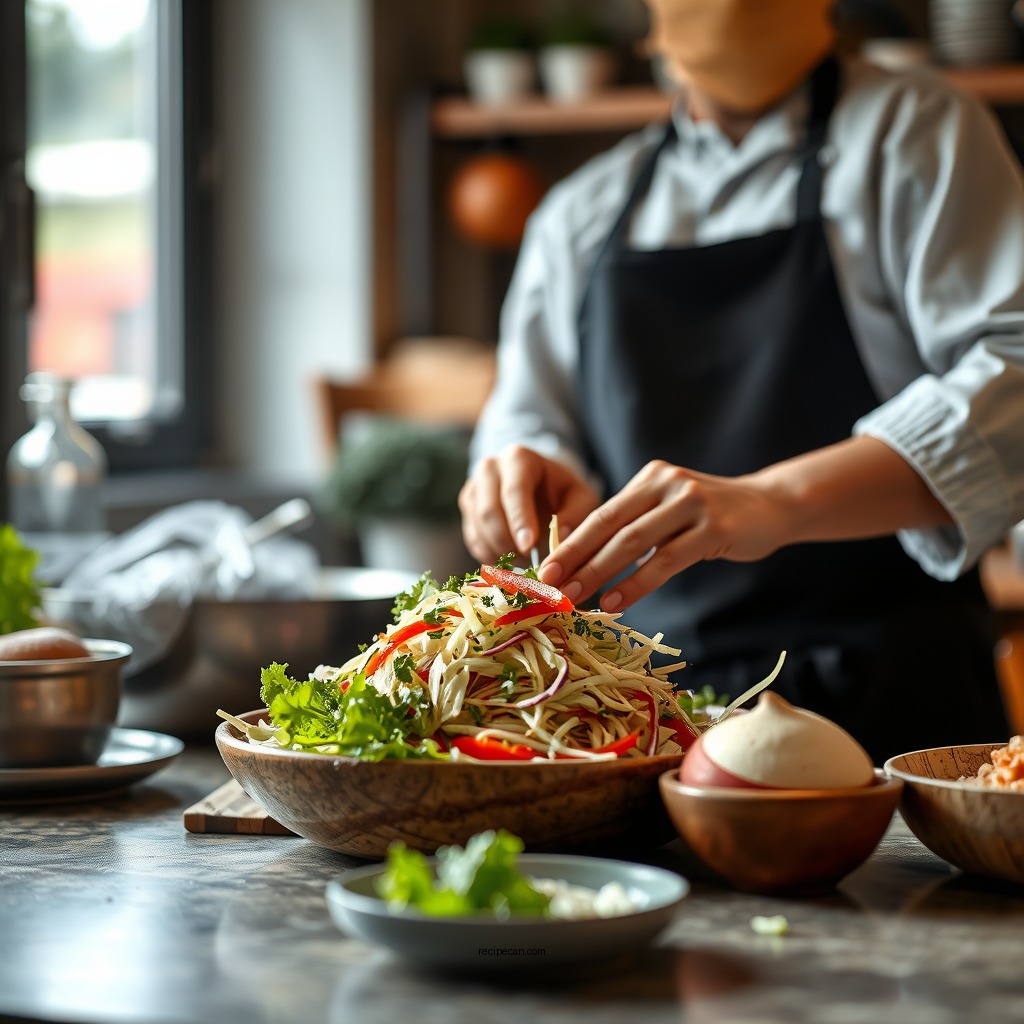 Preparing the Vegetables - vinegar coleslaw recipe