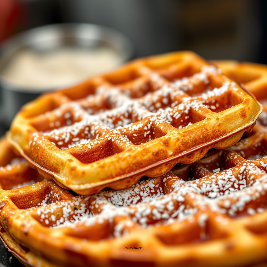Cooking the Waffles - waffle recipe belgian crispy