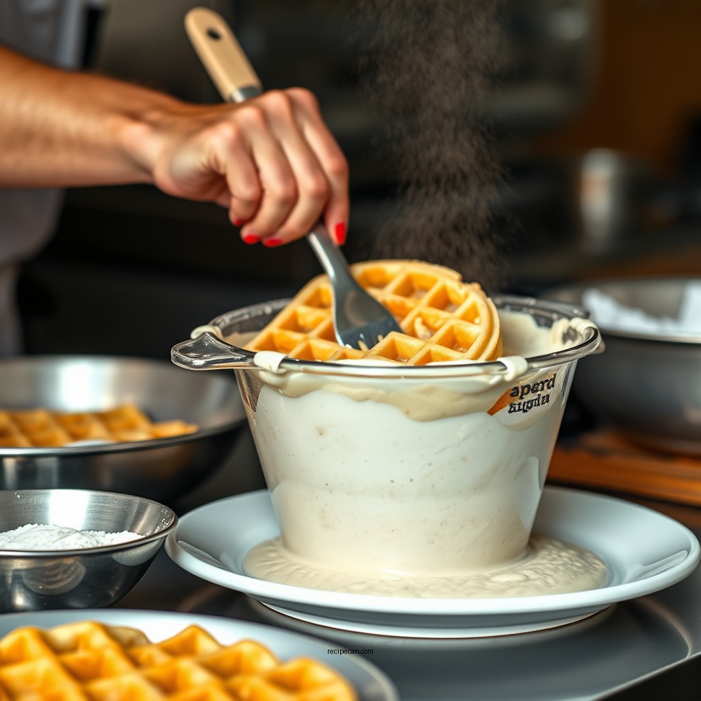 Preparing the Batter - waffle recipe belgian crispy
