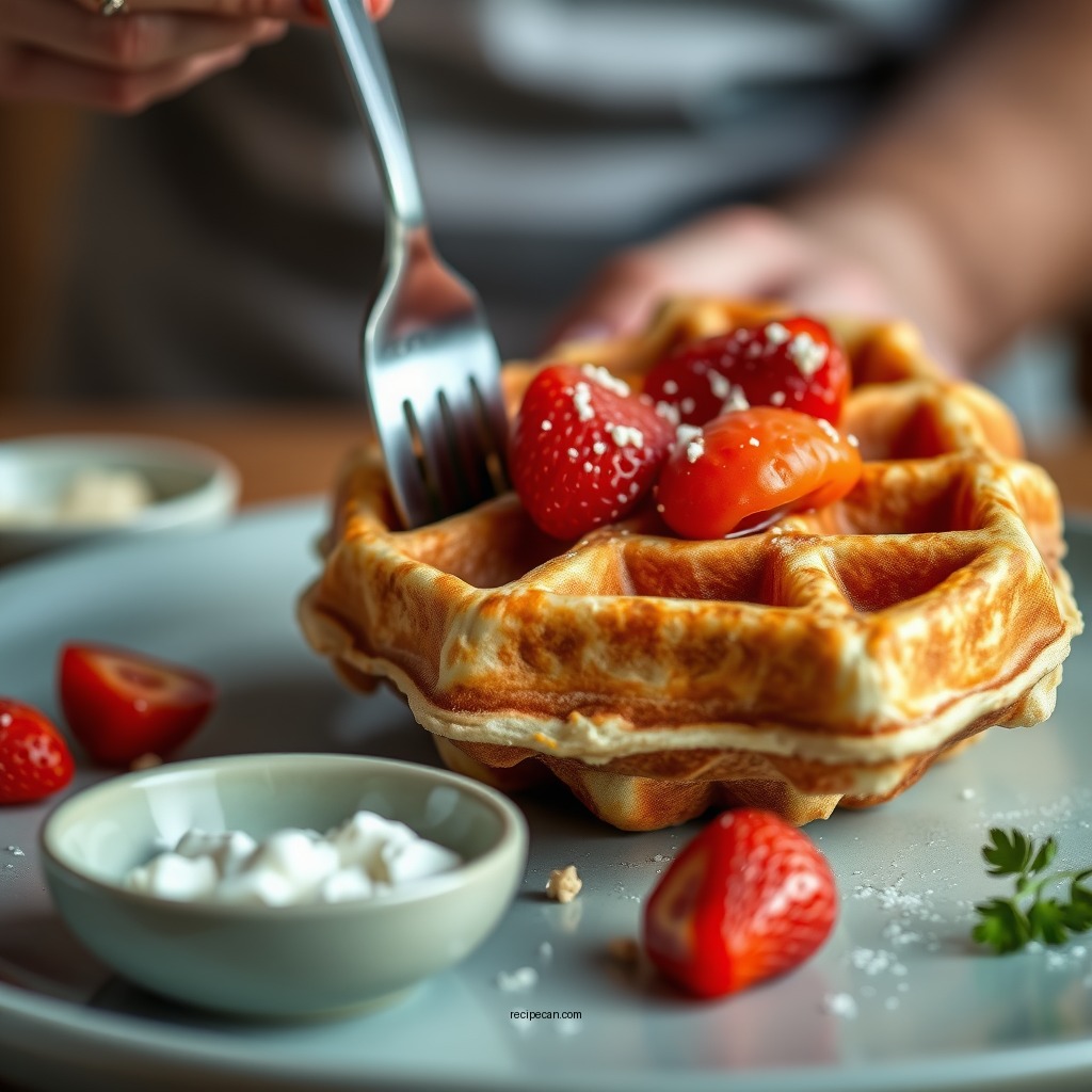 Cooking the Waffles - waffle recipe cottage cheese