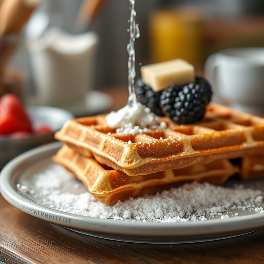 Combining Wet and Dry Ingredients - waffle recipe for two waffles