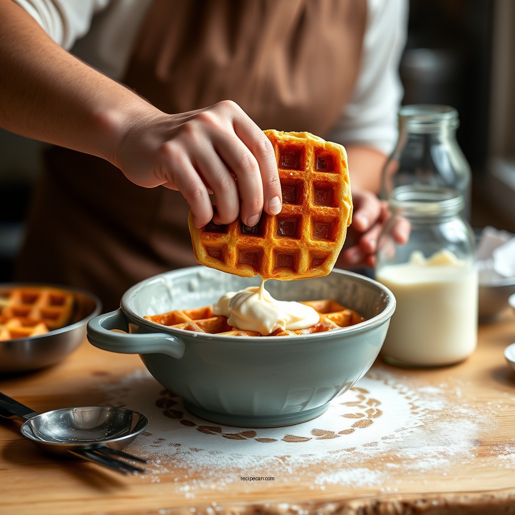 Preparing the Waffle Batter - waffle recipe with buttermilk