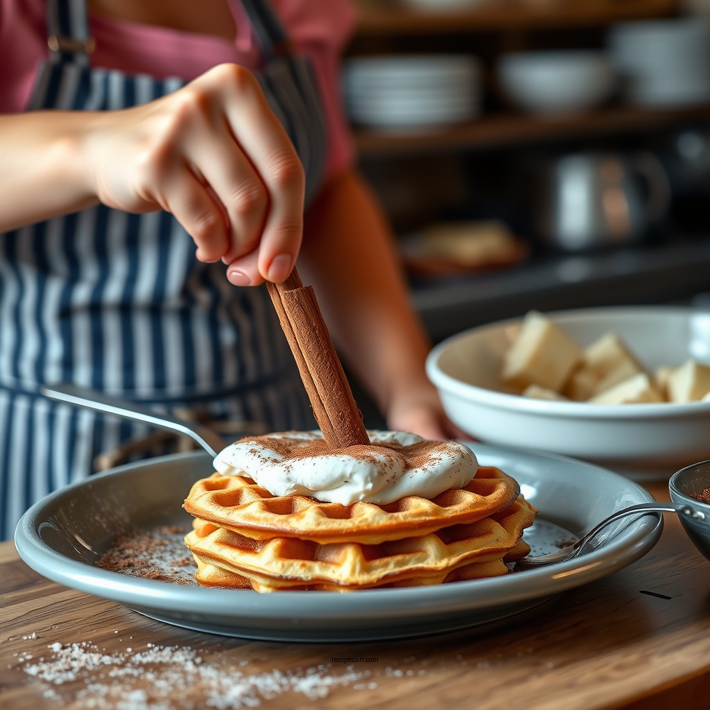 Preparing the Waffle Batter - waffle recipe with cinnamon