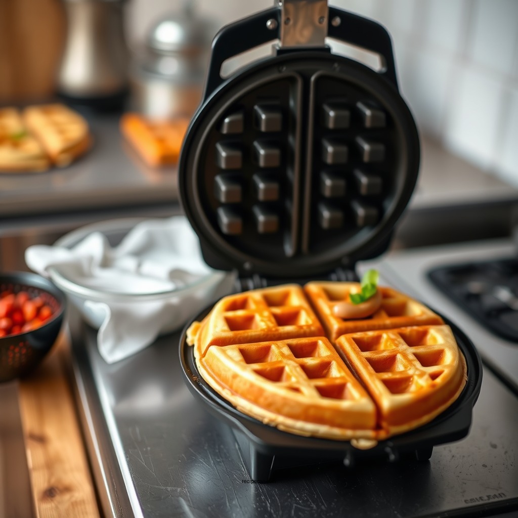 Preheating the Waffle Iron - waffle recipe with self rising flour