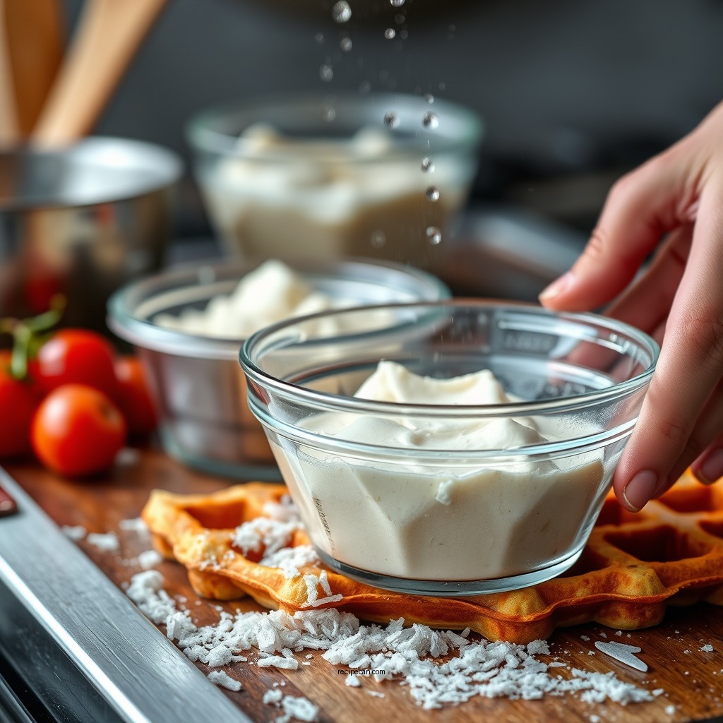 Preparing Wet Ingredients - waffle recipe without butter