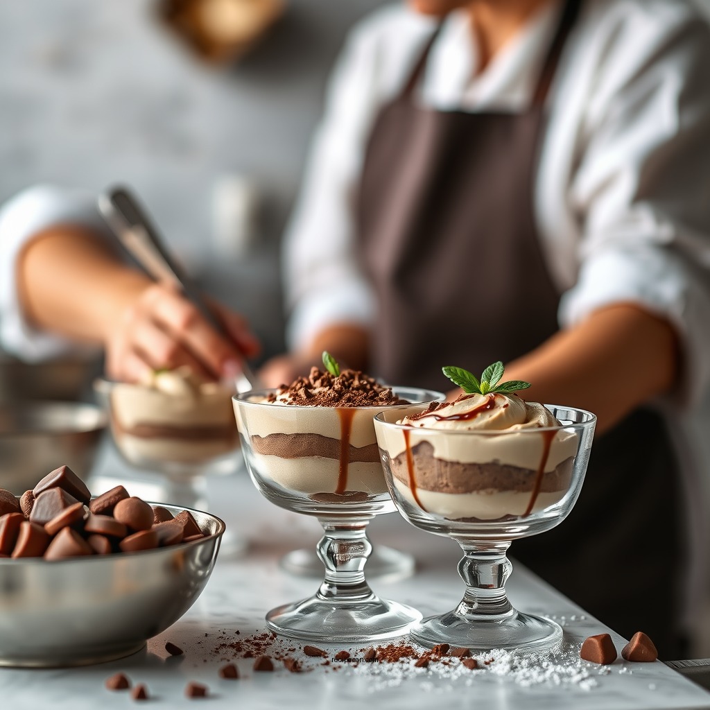 Preparing the Chocolates - white and milk chocolate mousse recipe
