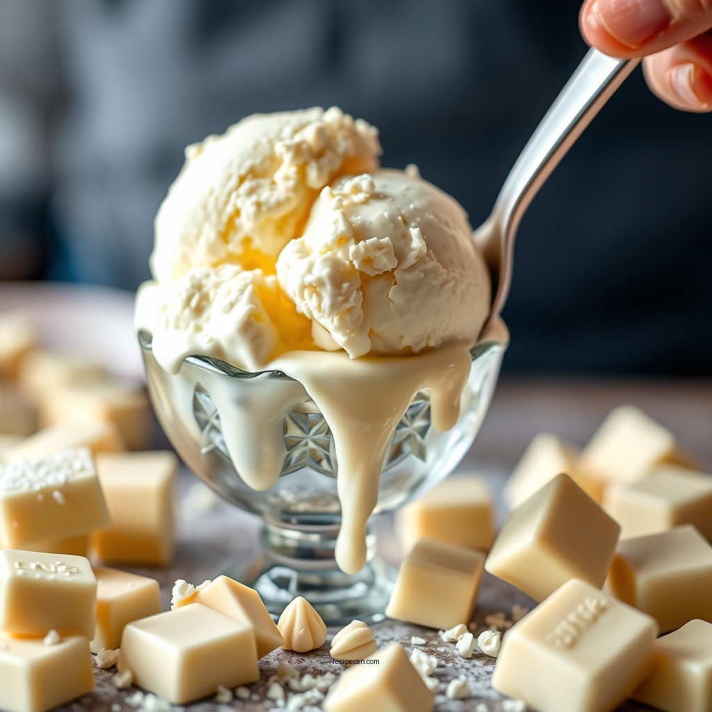 Melting the White Chocolate - white chocolate ice cream recipe