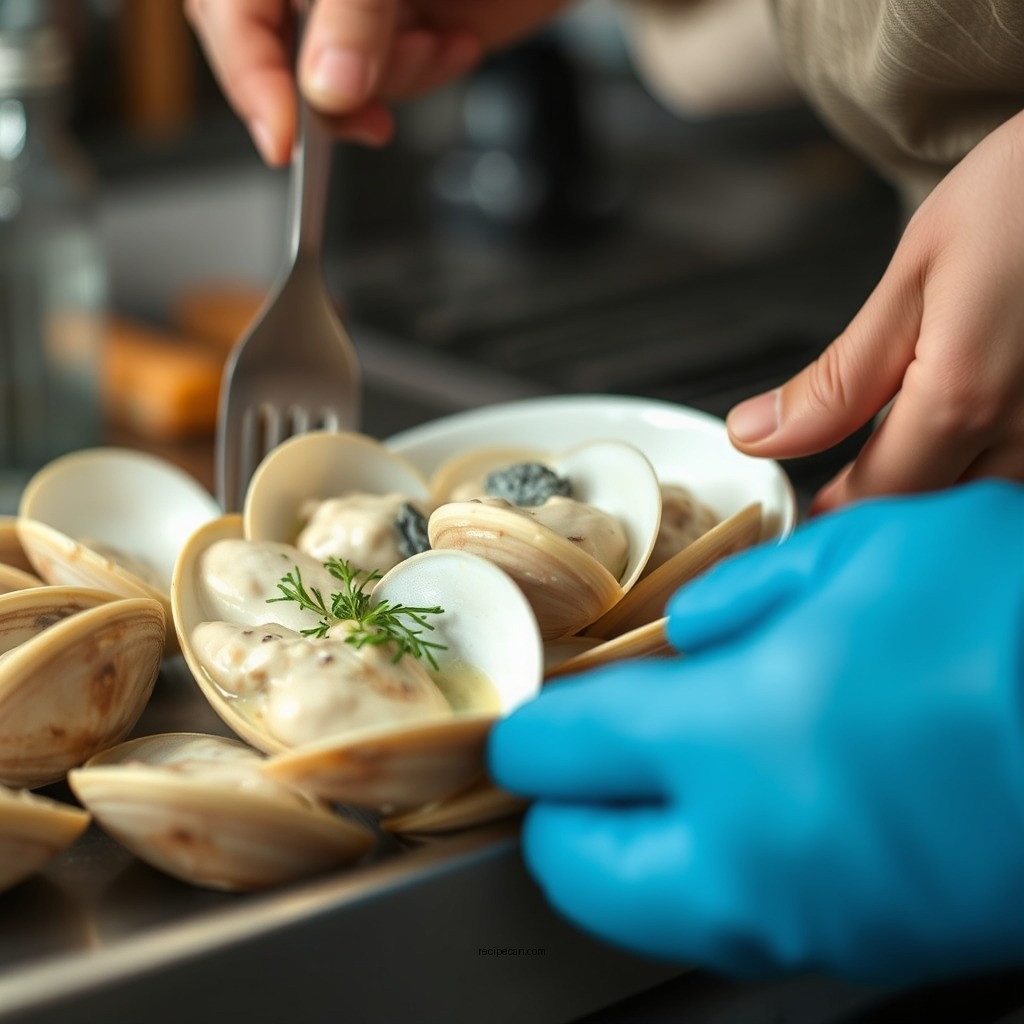 Preparing the Clams - white clam sauce recipe