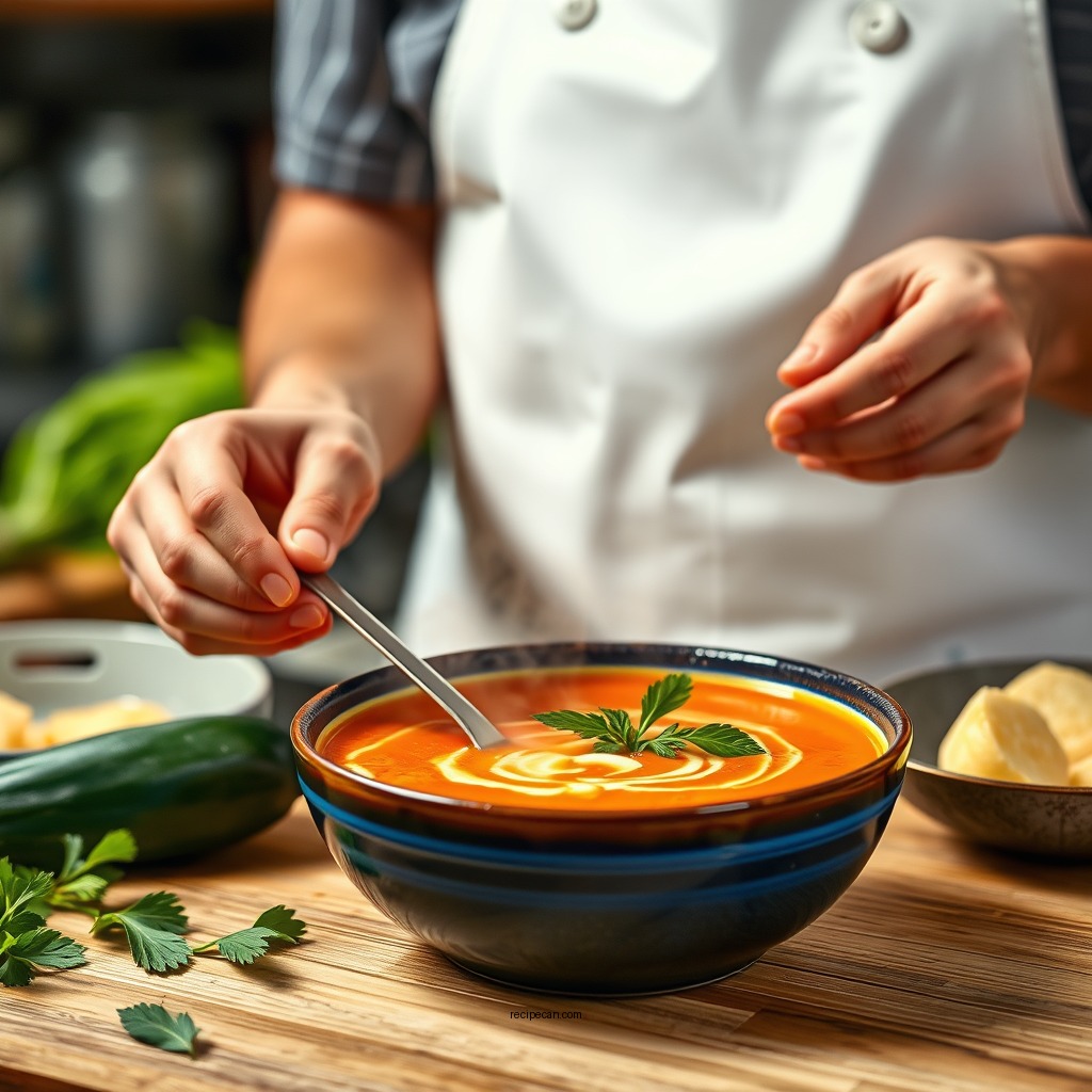 Step-by-Step Preparation - zucchini tomato soup recipe