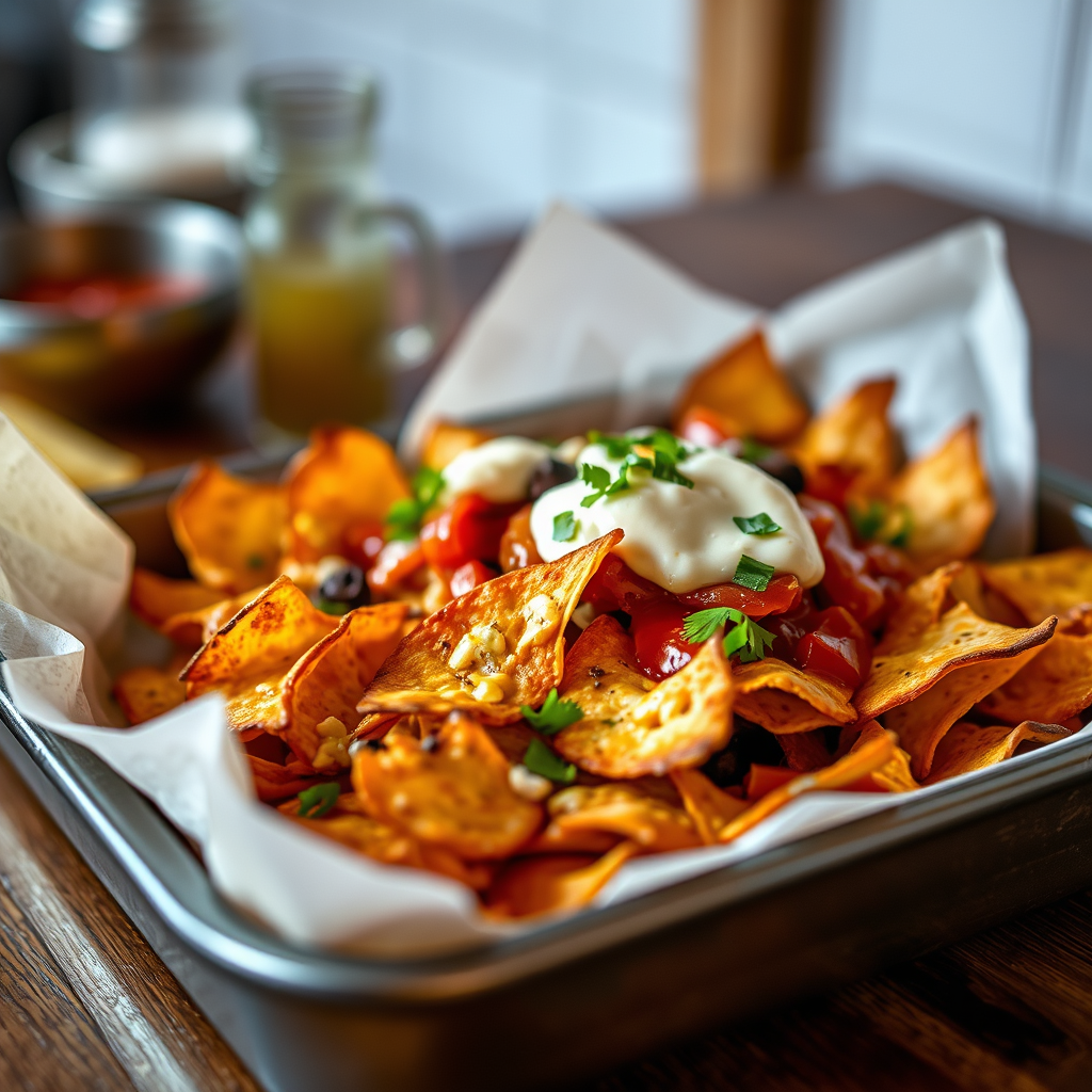 Baking the Chips - baked nachos chips recipe
