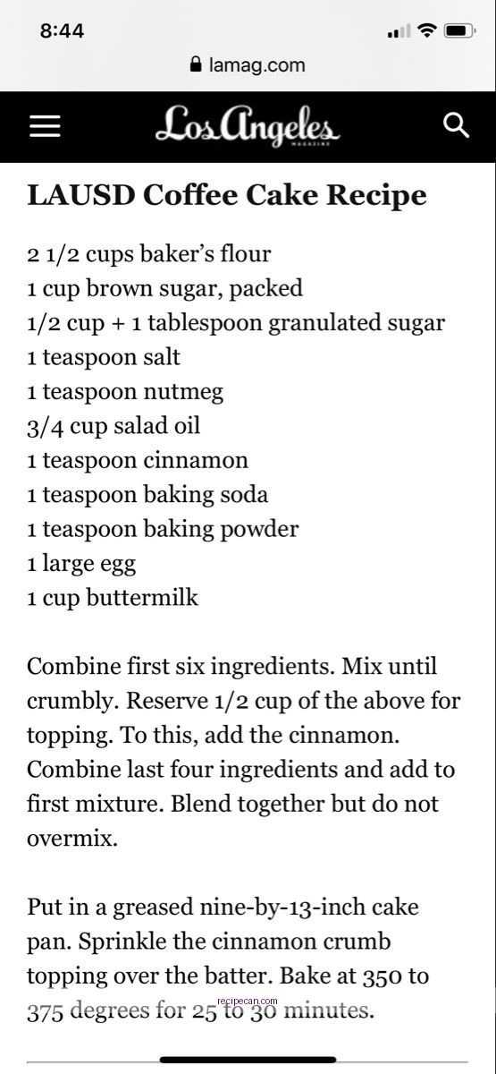 Coffee Cake Recipe Audience Baking Enthusiasts Protocol Unified Coffee Cake - la unified coffee cake recipe