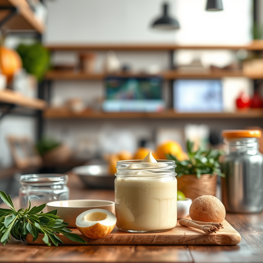 Ingredients - homemade olive oil mayonnaise recipe