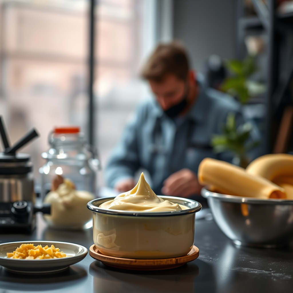 Ingredients - homemade mayonnaise recipe with olive oil