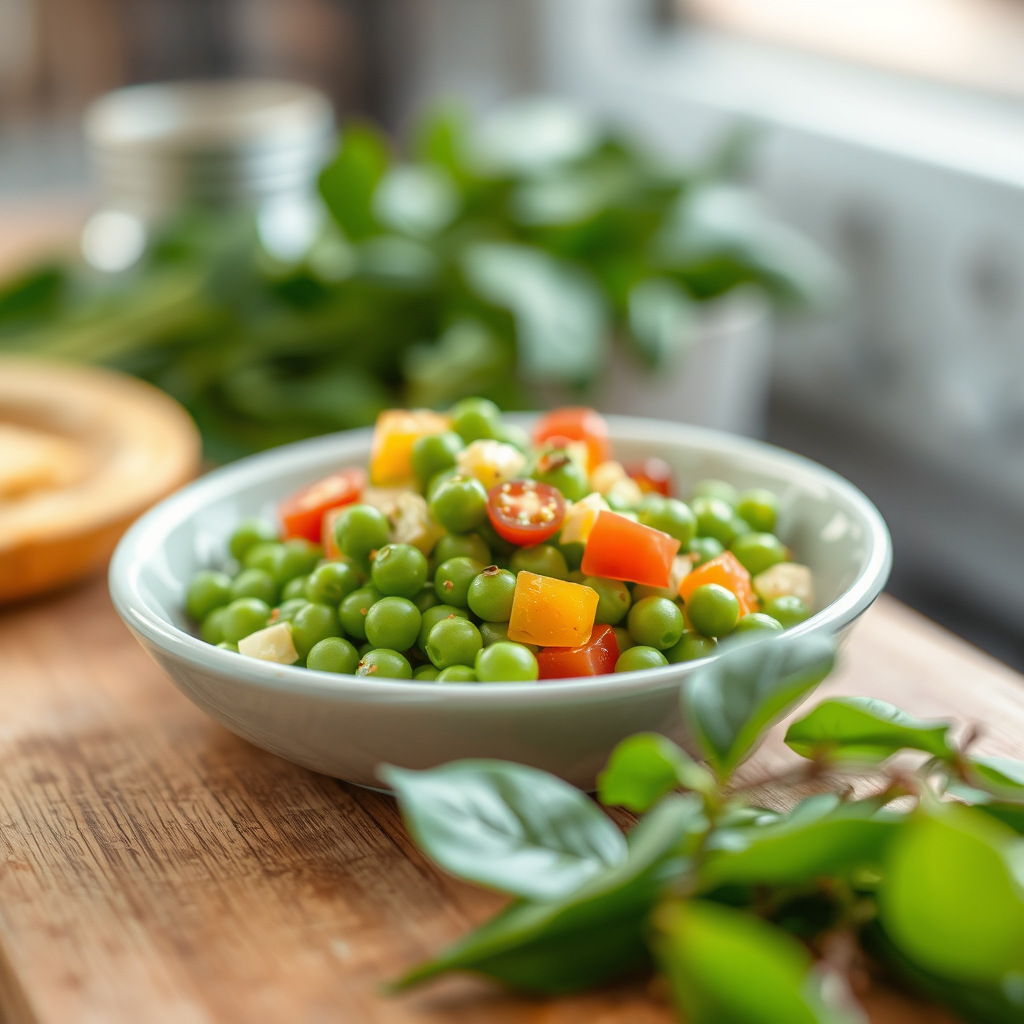 Ingredients - simple pea salad recipe with mayonnaise