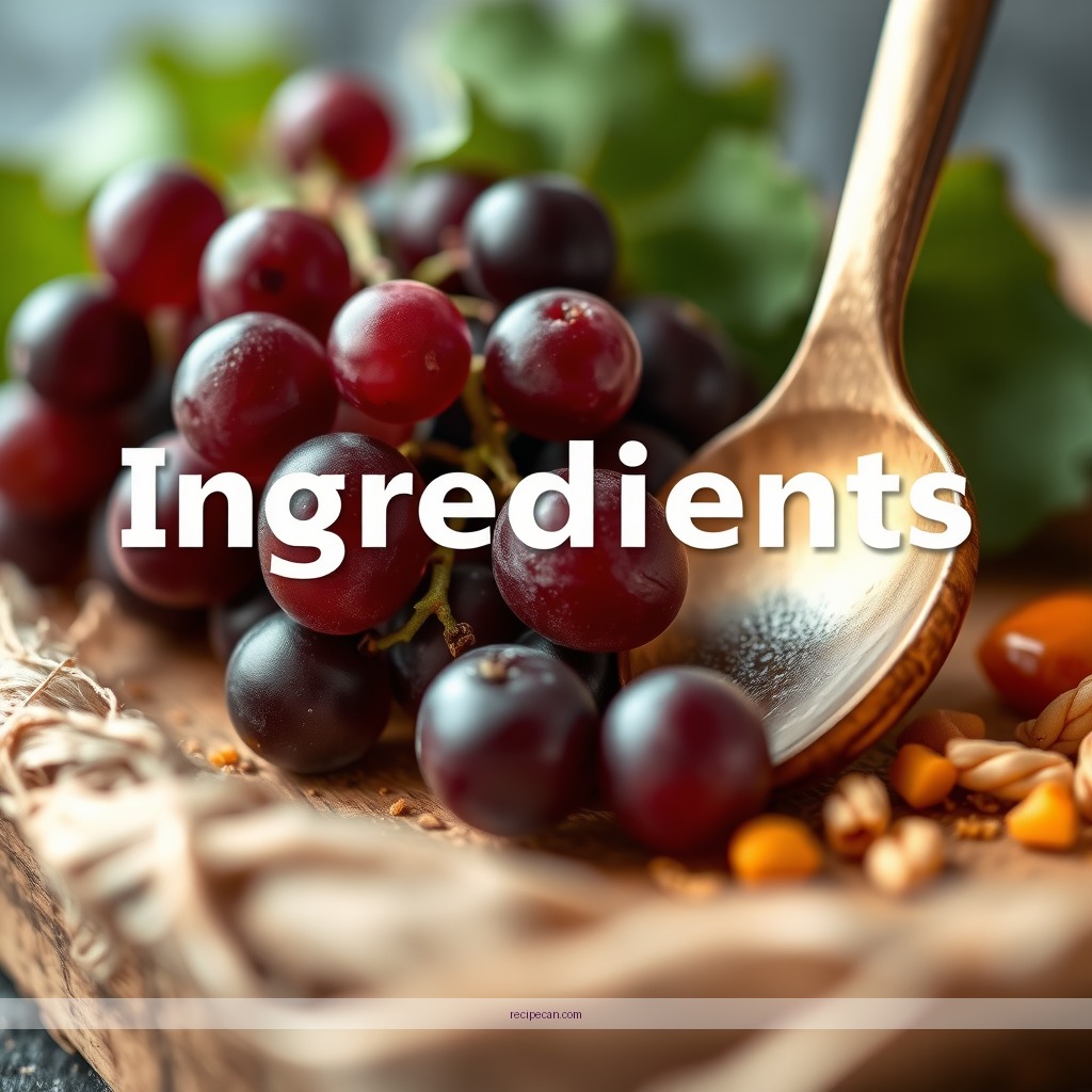 Ingredients - recipe of grape juice